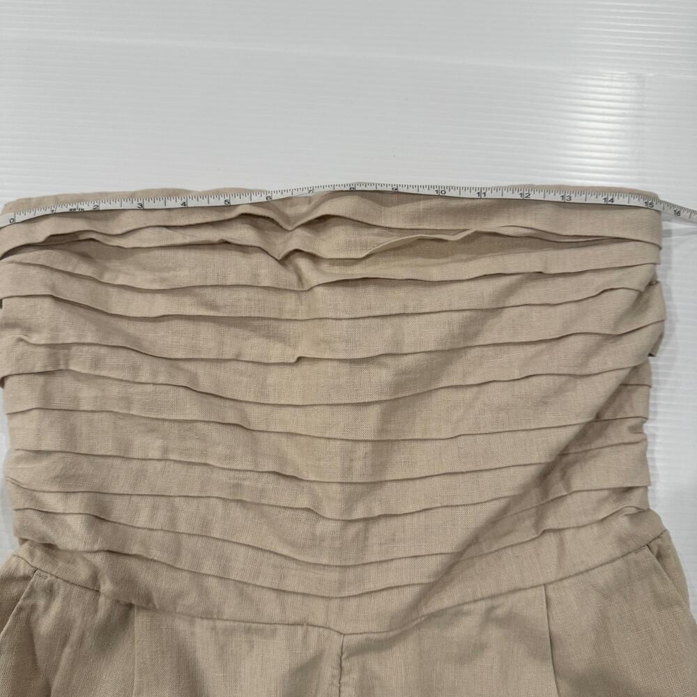 Abercrombie & Fitch Emerson Linen Blend Strapless Jumpsuit Beige Size LP Petite - Picture 15 of 16